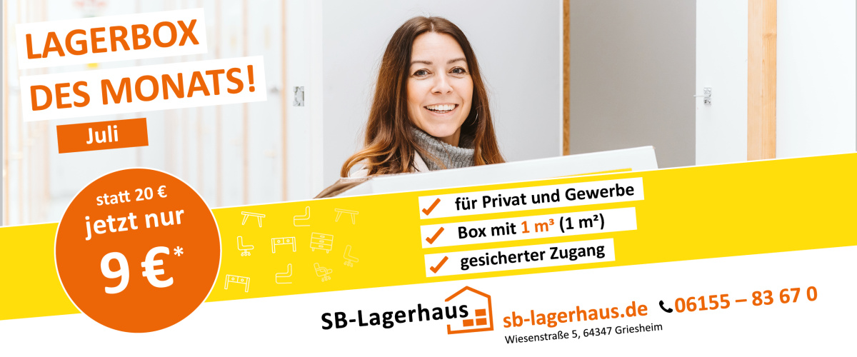 Lagerbox des Monats Juli im SB-Lagerhaus Griesheim – 1 m³ Lagerbox für 9 Euro