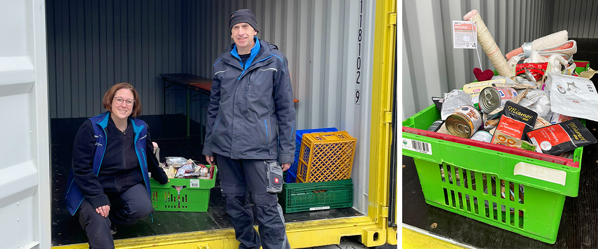 Julia Michlin (Leiterin des Tierheims) & Robert Feinäugle (Schriftführer des Tierschutzvereins) vor der Drive-in-Box Julia Michlin (Leiterin des Tierheims) & Robert Feinäugle (Schriftführer des Tierschutzvereins) vor der Drive-in-Box