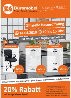 Neueröffnungsflyer + 20% Rabattgutschein