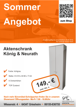 Günstige Aktenschränke von König und Neurath erhalten Sie im Lagerverkauf für Büromöbel in Darmstadt