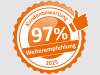 Badge der 97 Prozent Weiterempfehlungsquote zeigt